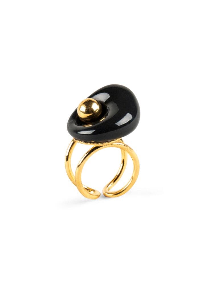 Golden Pebbles Ring. Black, Beige and Golden luster in Lladró